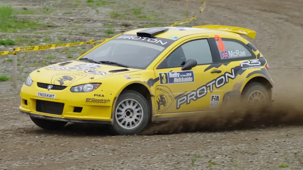 Proton Satria Neo Super 2000 rally car driven by Alister McRae in 2010