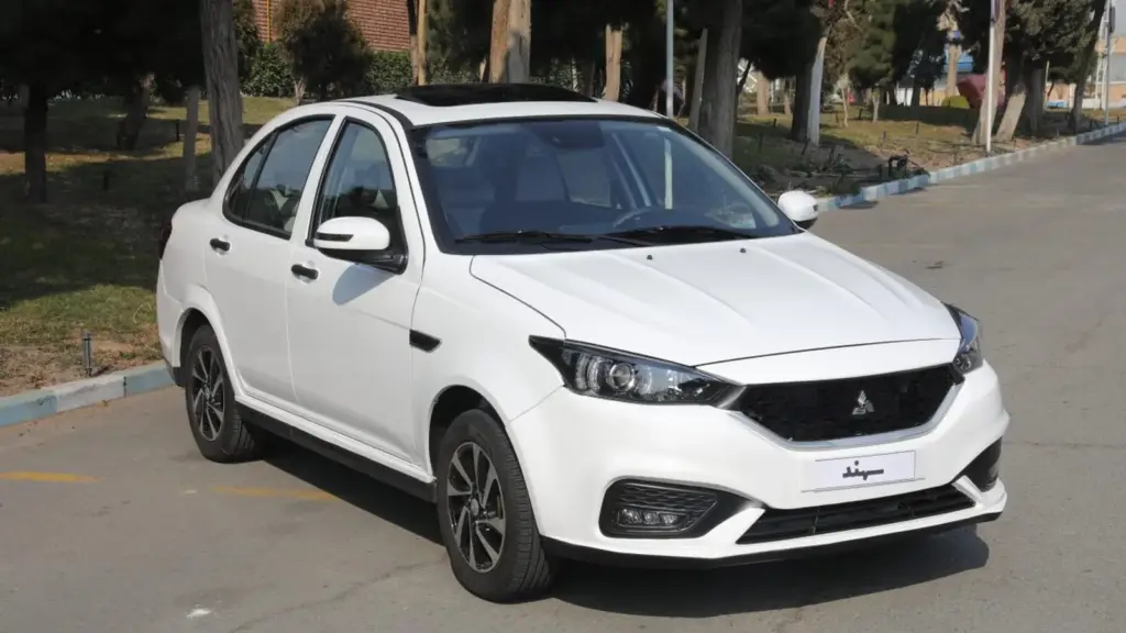 White Saipa Sahand sedan parked on a street