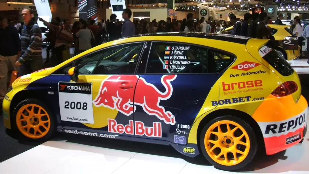 SEAT Leon WTCC race car in Red Bull colors