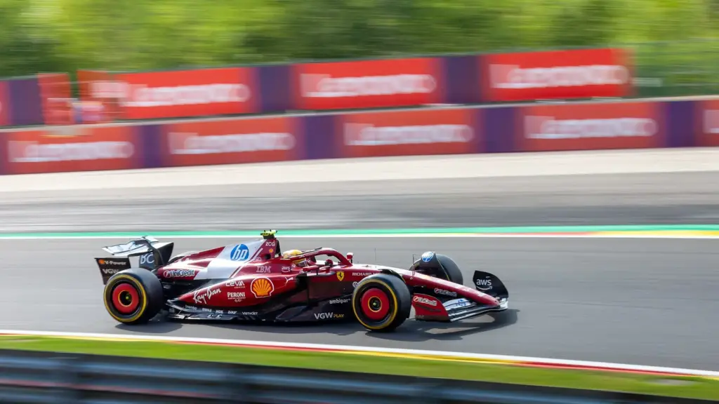Lewis Hamilton’s Ferrari during the 2025 Belgian Grand Prix weekend at Spa-Francorchamps