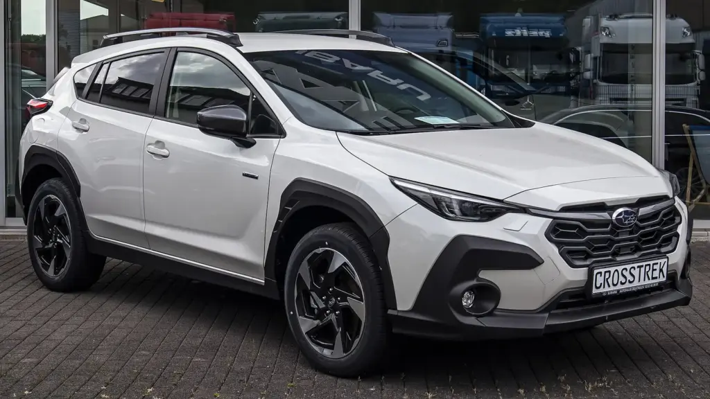 White third-generation Subaru Crosstrek, front view