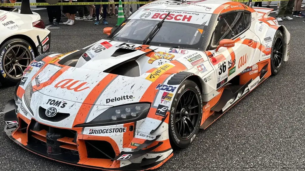The No. 36 au TOM'S Toyota GR Supra, shown after the 2023 Suzuka GT 450 km