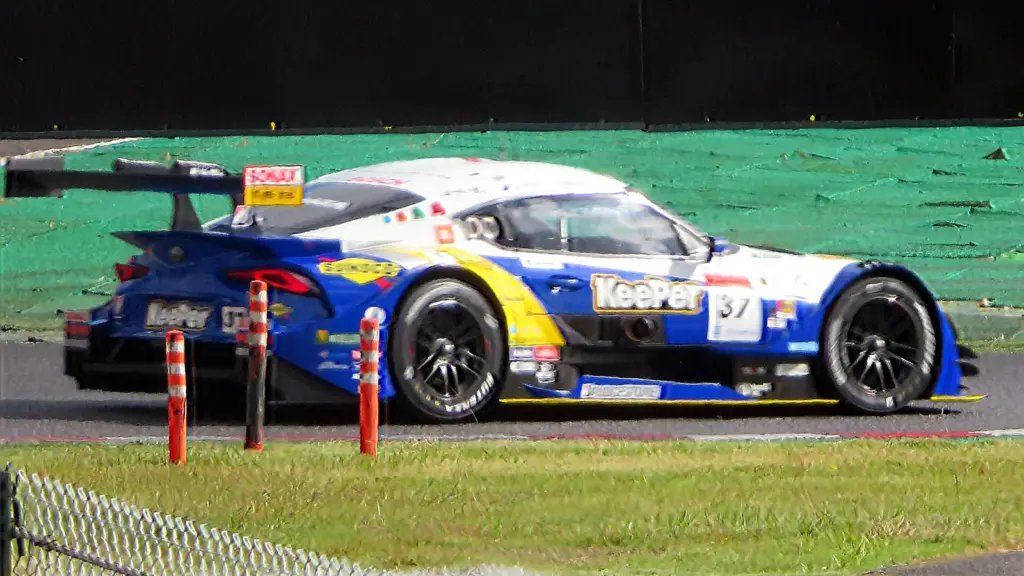 A Toyota GR Supra GT500 car, the No. 37 KeePer TOM'S, at the 2020 Suzuka 300 km