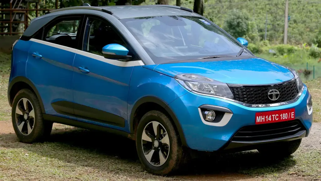 Blue first-generation Tata Nexon compact SUV