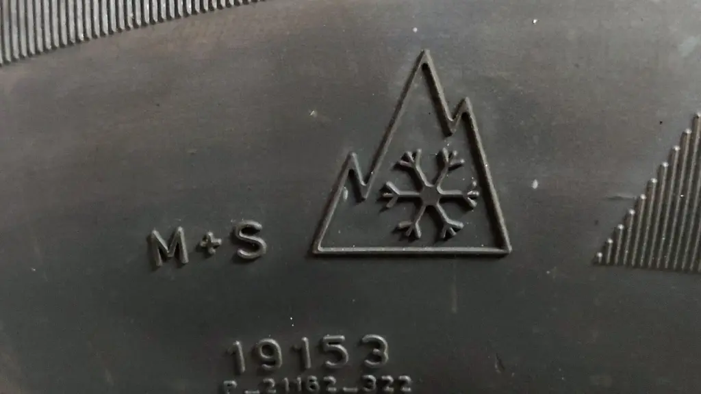 Three-peak mountain snowflake symbol and M+S marking on a tire sidewall