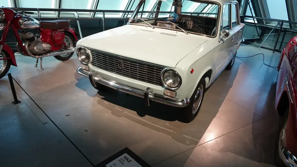 White 1974 VAZ-2101 Zhiguli at the Riga Motor Museum