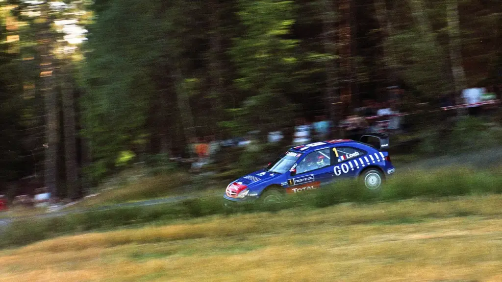 Sébastien Loeb’s Citroën Xsara WRC on a stage of Rally Finland 2006