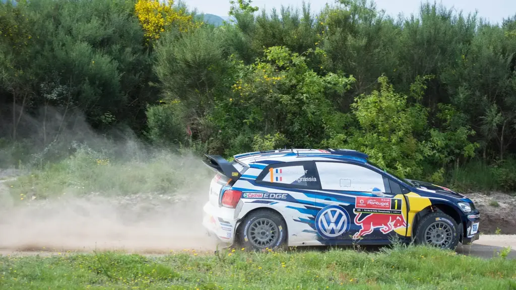 Sébastien Ogier’s Volkswagen Polo R WRC on the Baião stage of Rally de Portugal 2016
