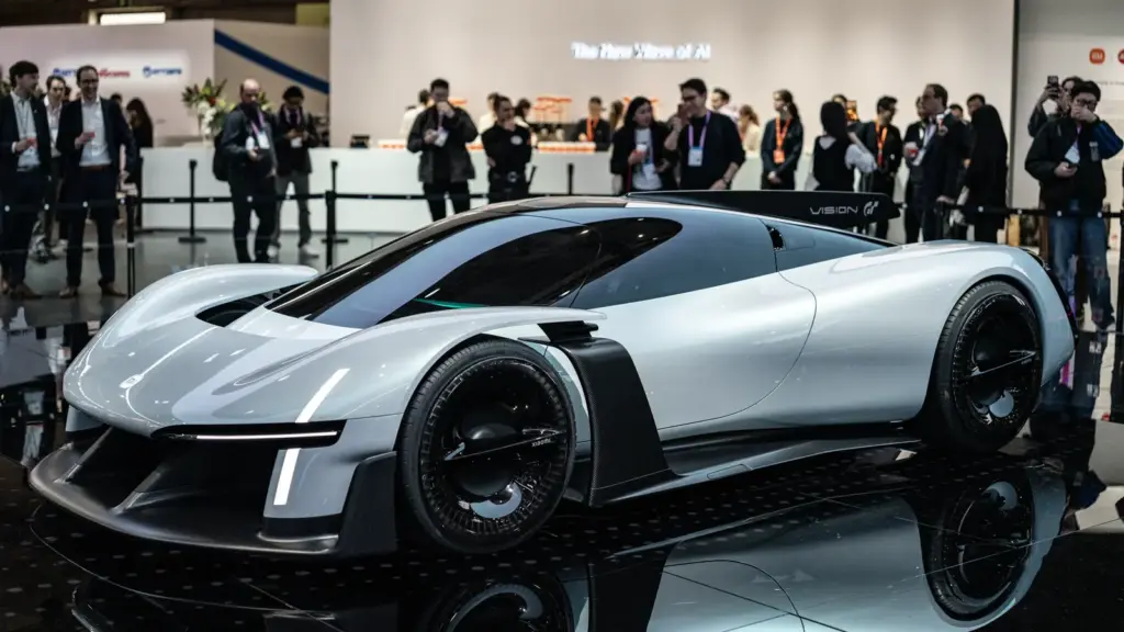 Silver Xiaomi Vision Gran Turismo concept car at its reveal